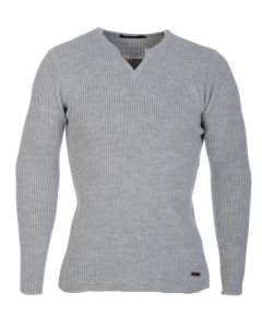 Estilo Men's Lycra Notch Neck Long Sleeved Jumper Sliver