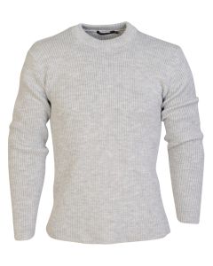Estilo Mens Knit Sweater Warm Crew Neck LS Jumper Silver