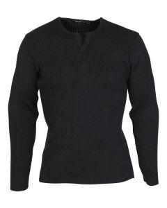 Estilo Men's Lycra Notch Neck Long Sleeved Jumper Black