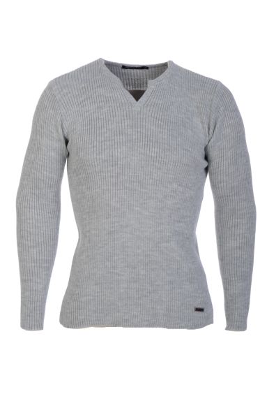 Estilo Men's Lycra Notch Neck Long Sleeved Jumper Sliver