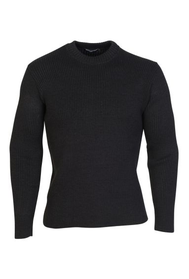 Estilo Mens Knit Sweater Warm Crew Neck LS Jumper Black