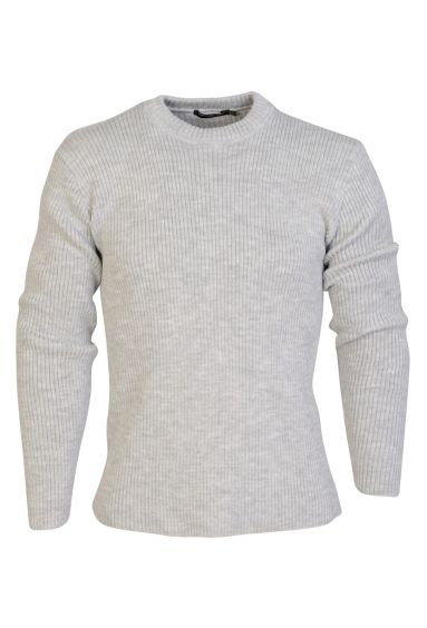Estilo Mens Knit Sweater Warm Crew Neck LS Jumper Silver