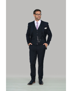 Cavani Marco Black Three Piece Slim Fit Suit-BLACK