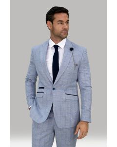 Cavani Caridi Slim Fit Check Suit-BLUE
