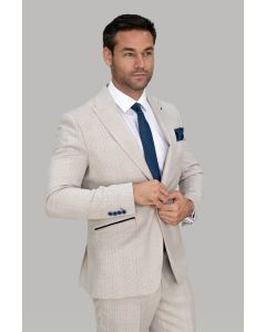 Cavani Caridi Slim Fit Check Suit-BIEGE
