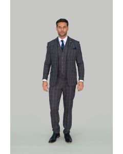 Cavani Albert Tweed Check Suit-GREY