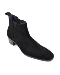 Gucinari G-1237 George Suede Beatle Heel Boot-BLACK