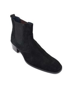 Gucinari G-1236 Ringo Cuban Heel Chelsea Boot-BLACK SUEDE