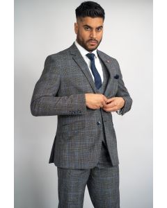 Cavani Power Grey Tweed Slim Fit Suit-GREY
