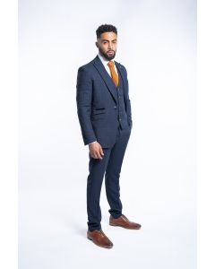 Cavani Caridi Slim Fit Check Suit-NAVY