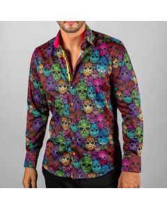 Claudio Lugli CP6699 Multi-Colour Skull Shirt-PURPLE