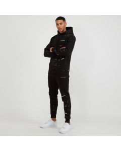 Kings Will Dream Chase Fleece Joggers With Paint Splat-BLACK