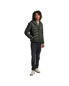 Superdry M5011420A Quilted Hooded Mid Layer Jacket-OLIVE