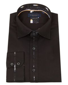 Guide London LS76407 Penguin Contrast Long Sleeve Shirt-BLACK