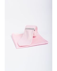 House Of Cavani CV201 Plain Tie With Pocket Square And Tie Pin-PINK