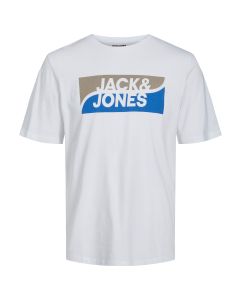 Jack & Jones JcoFly Big Scaled Crew Neck T-Shirt-WHITE