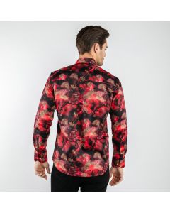 Claudio Lugli CP6832 Iridescent Shimmer Paint Shirt-RED