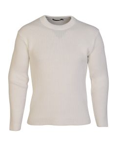 Estilo Mens Knit Sweater Warm Crew Neck LS Jumper white