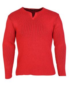 Estilo Men's Lycra Notch Neck Long Sleeved Jumper Red